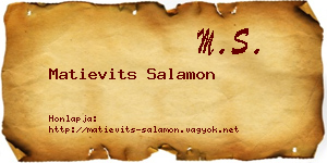 Matievits Salamon névjegykártya